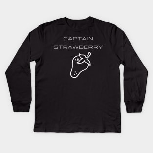 Captain Strawberry Typography White Design Kids Long Sleeve T-Shirt